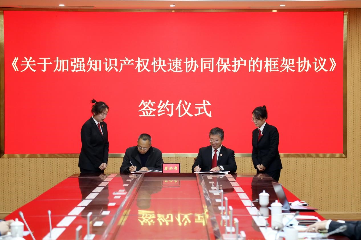 山東省國家知識產權保護中心與青島市中級人民法院簽署《關于加強知識產權快速協同保護的框架協議》1.jpg